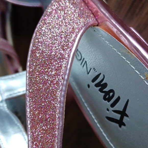 Fioni Nights Pink Sparkle Heeled sling back Sandals, Size 9, 3" heel - Picture 6 of 6
